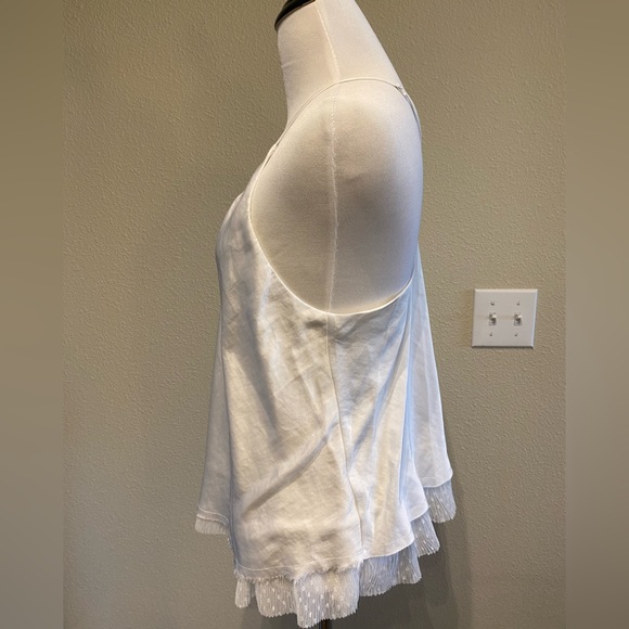 Free people Tulle satin camisole White dot layered adjustable strap Sz Small - Picture 2 of 7